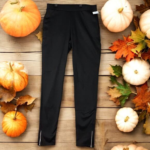 Josie Natori Ponte Skinny Pants Women’s XS Black Pull-On Ankle Zip Stretch NWOT - Picture 1 of 14